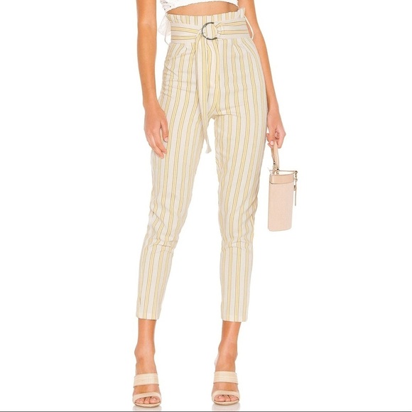 NEW Tularosa Yellow Striped Paper Bag Tapered Pant - Picture 4 of 5